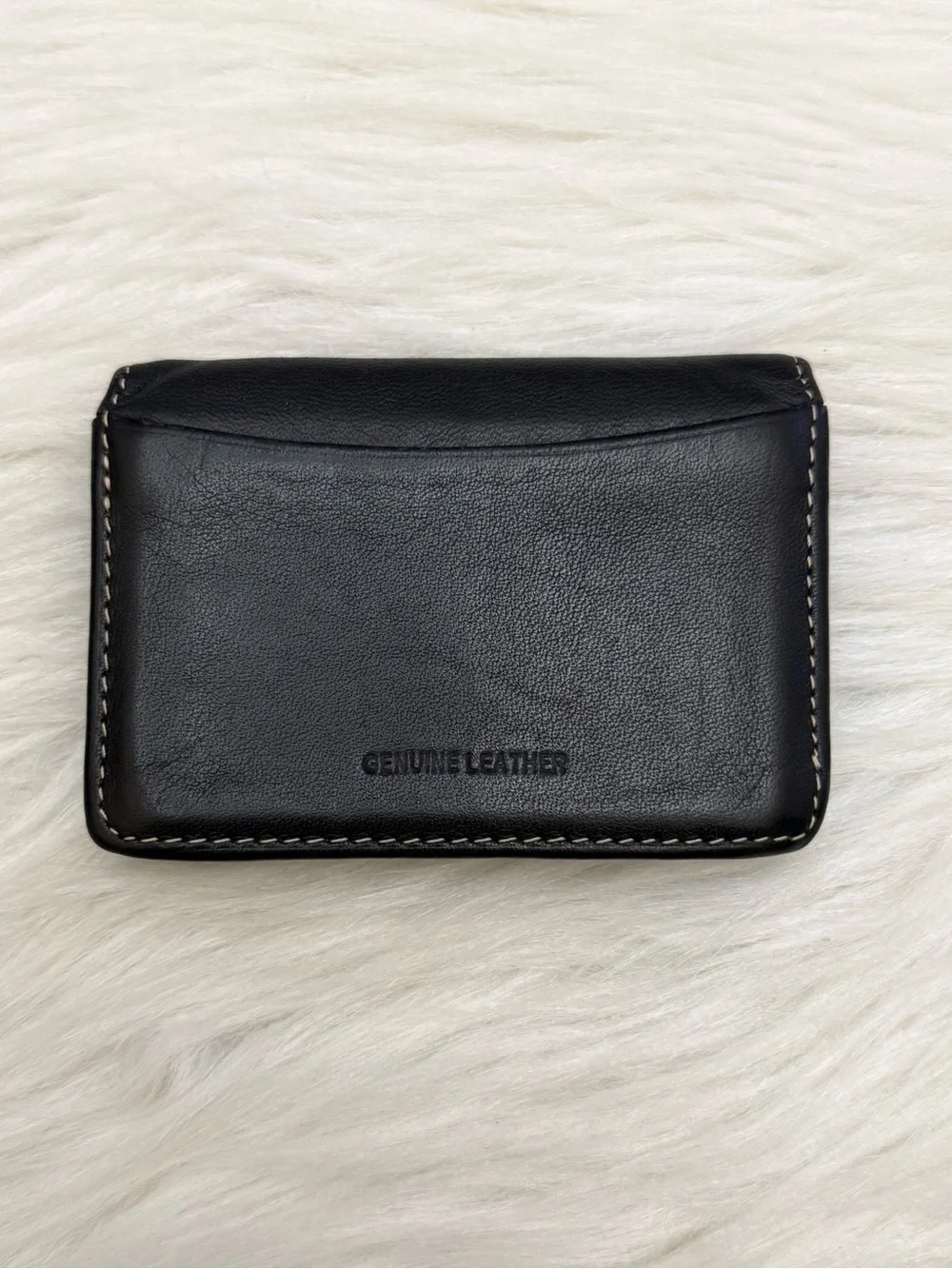 PERRY ELLIS -  BLACK GENUINE LEATHER PORTFOLIO CARDHOLDER WALLET